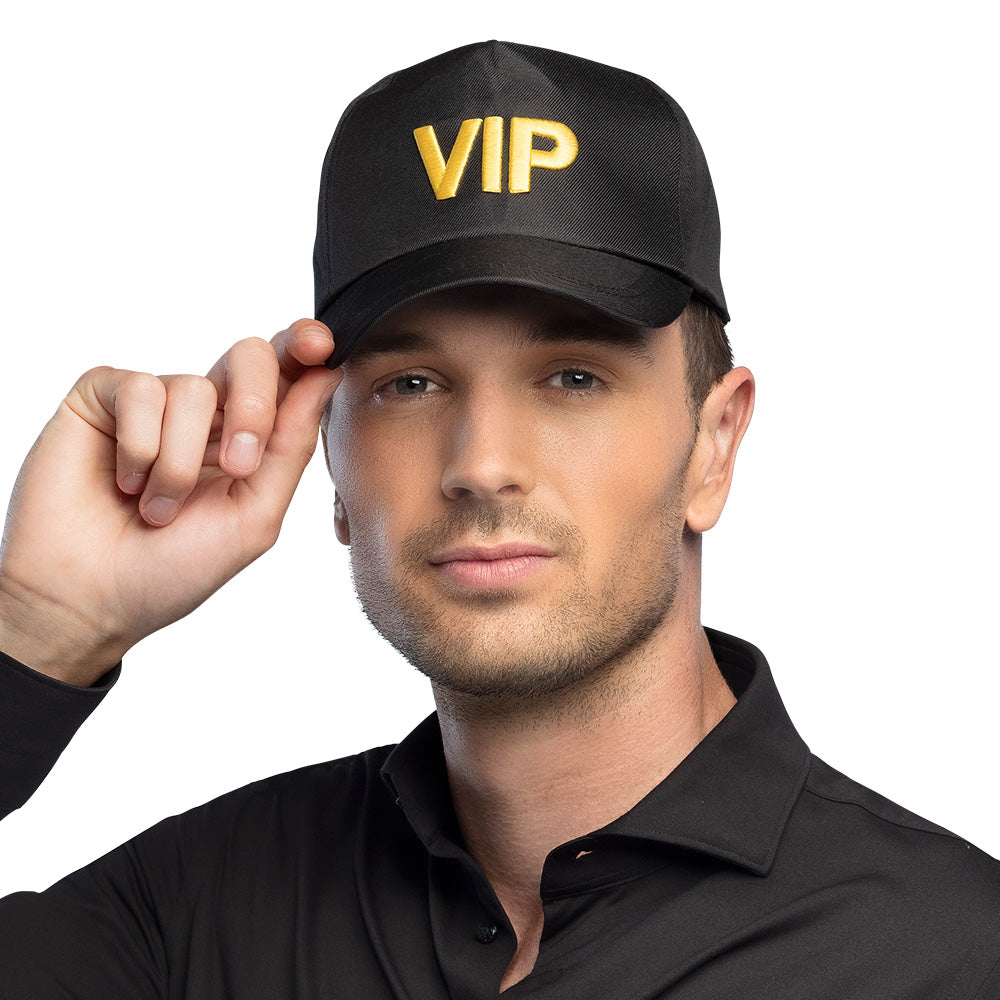 Casquette VIP Noire avec Logo Doré - Accessoire Soirée