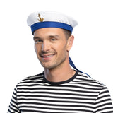 Béret de Marin Blanc et Bleu avec Ancre Dorée