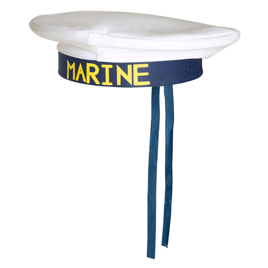 Chapeau Marin Blanc et Bleu avec Rubans - Déguisement Sailor