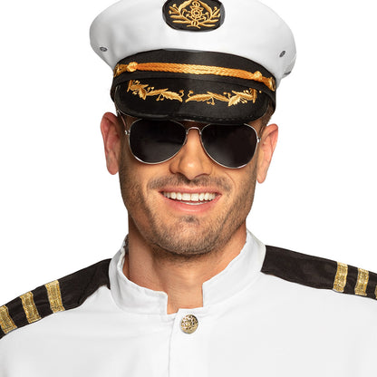 Casquette Capitaine Marin Blanc et Or - Déguisement Officier
