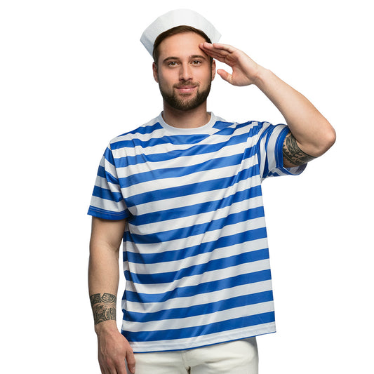 Déguisement Marin Complet T-Shirt Rayé + Chapeau Blanc
