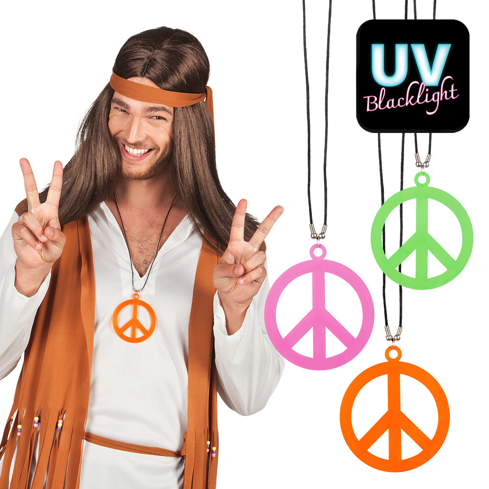 Collier Pendentif Peace and Love Symbole Paix - Accessoire Années 70