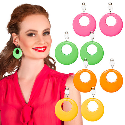 Boucles d'oreilles créoles géantes couleurs fluo années 80