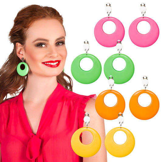 Boucles d'oreilles créoles géantes couleurs fluo années 80