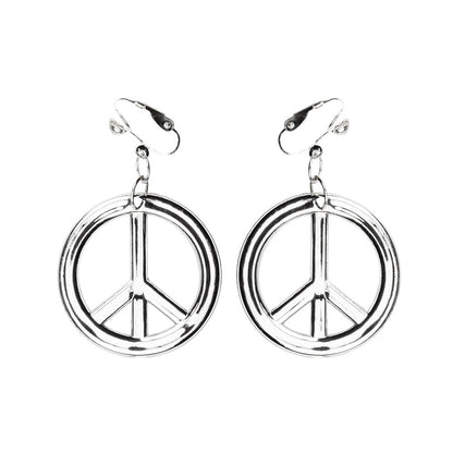 Boucles d'oreilles Peace & Love hippie avec chaîne noire