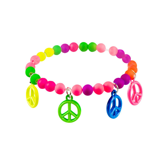 Bracelet Peace & Love Fluo Enfant - Perles Brillantes UV