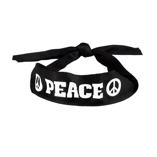 Bandeau Peace Hippie Noir - Accessoire Déguisement Années 70