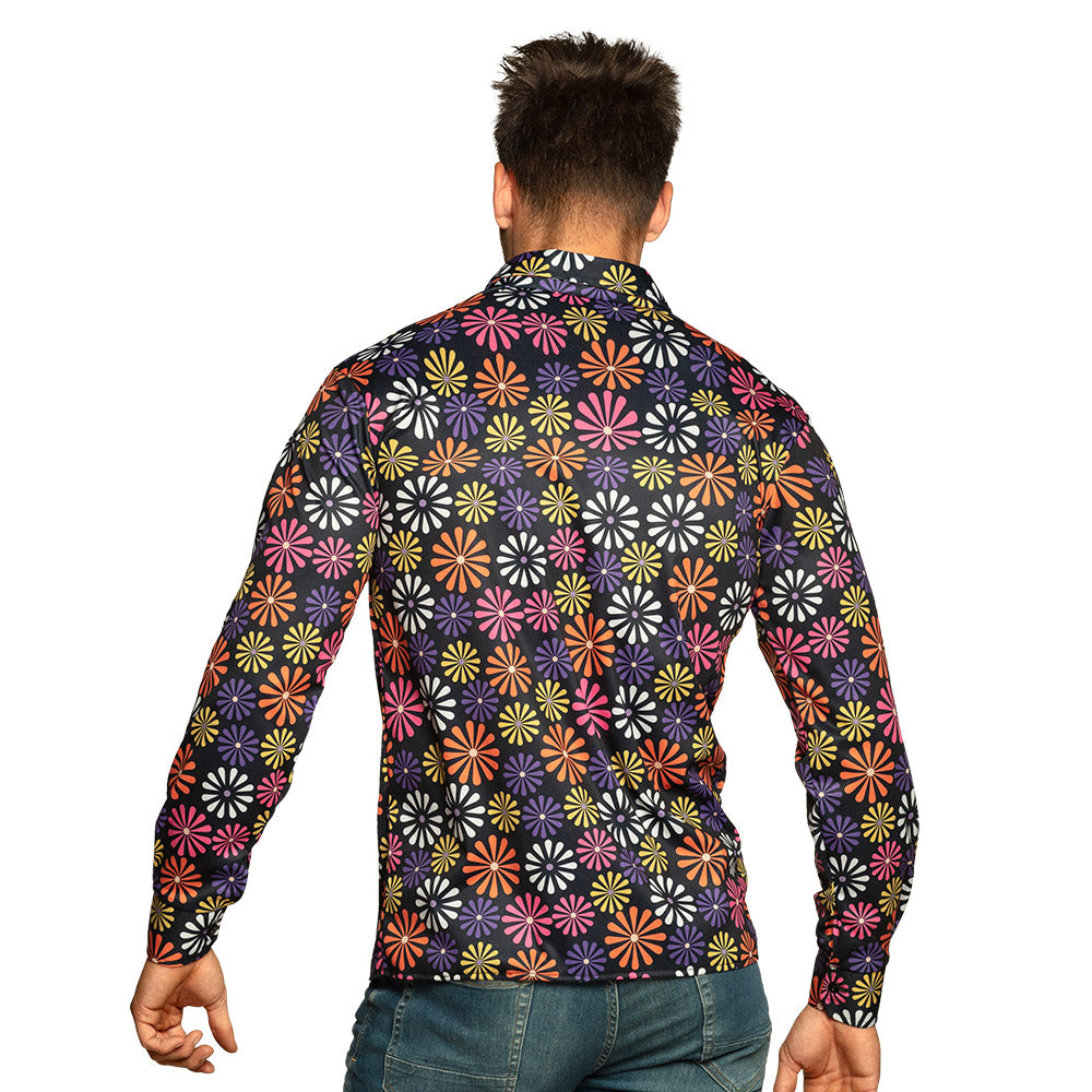 Chemise Fleurs Arc-en-ciel Hippie | Déguisement Années 70