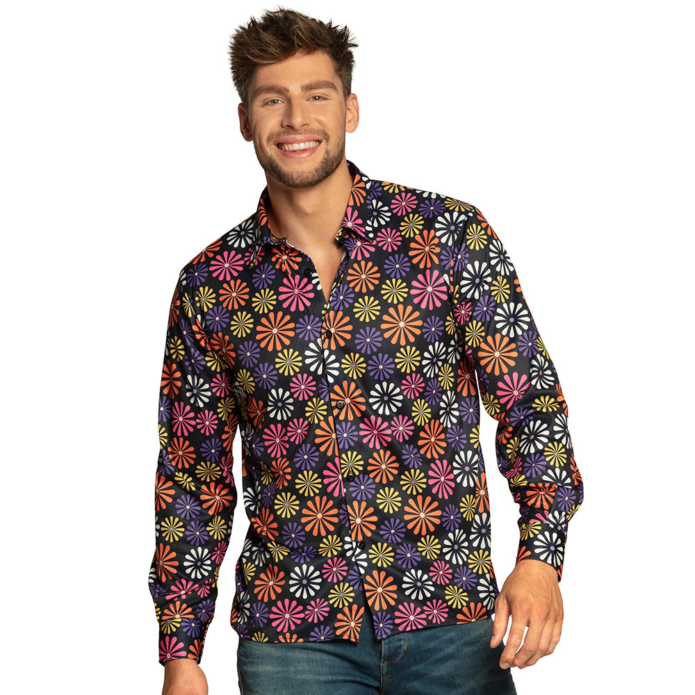 Chemise Fleurs Colorées Années 70 - Déguisement Hippie Adulte