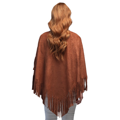 Poncho Frangé Hippie Marron - Déguisement Années 70