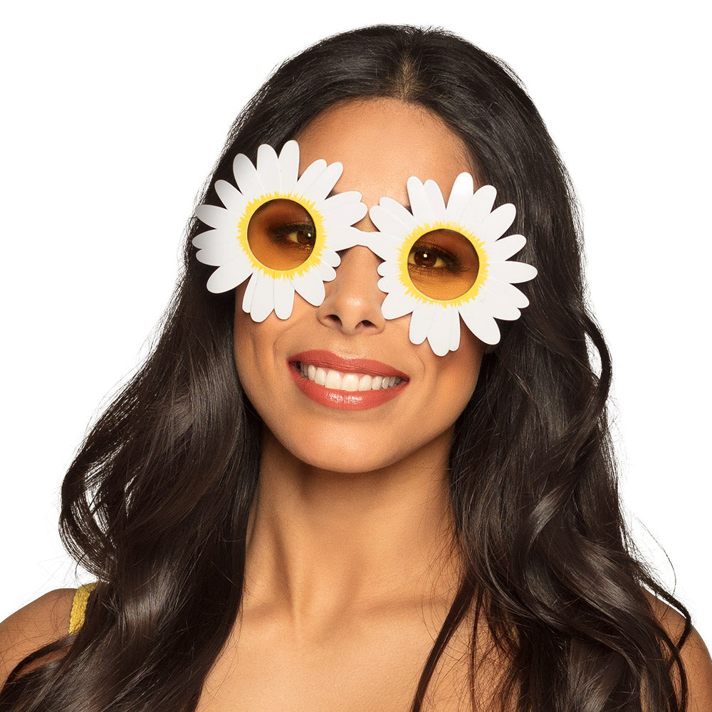 Lunettes Fleur Marguerite Blanche & Jaune - Accessoire Fête