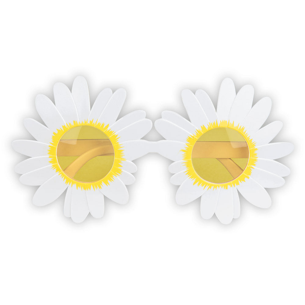 Lunettes Fleur Marguerite Blanche & Jaune - Accessoire Fête