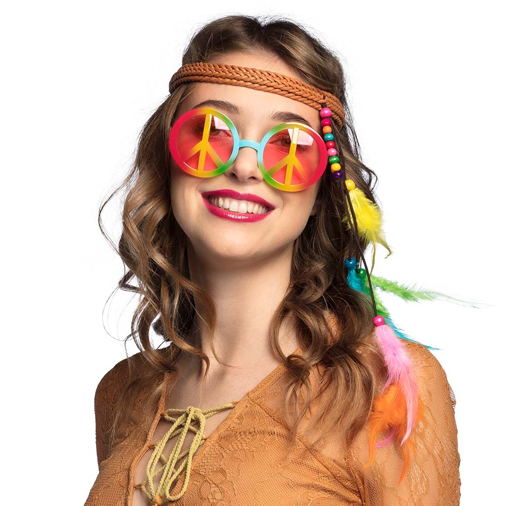 Lunettes Peace and Love Hippie Multicolores avec Bandeau