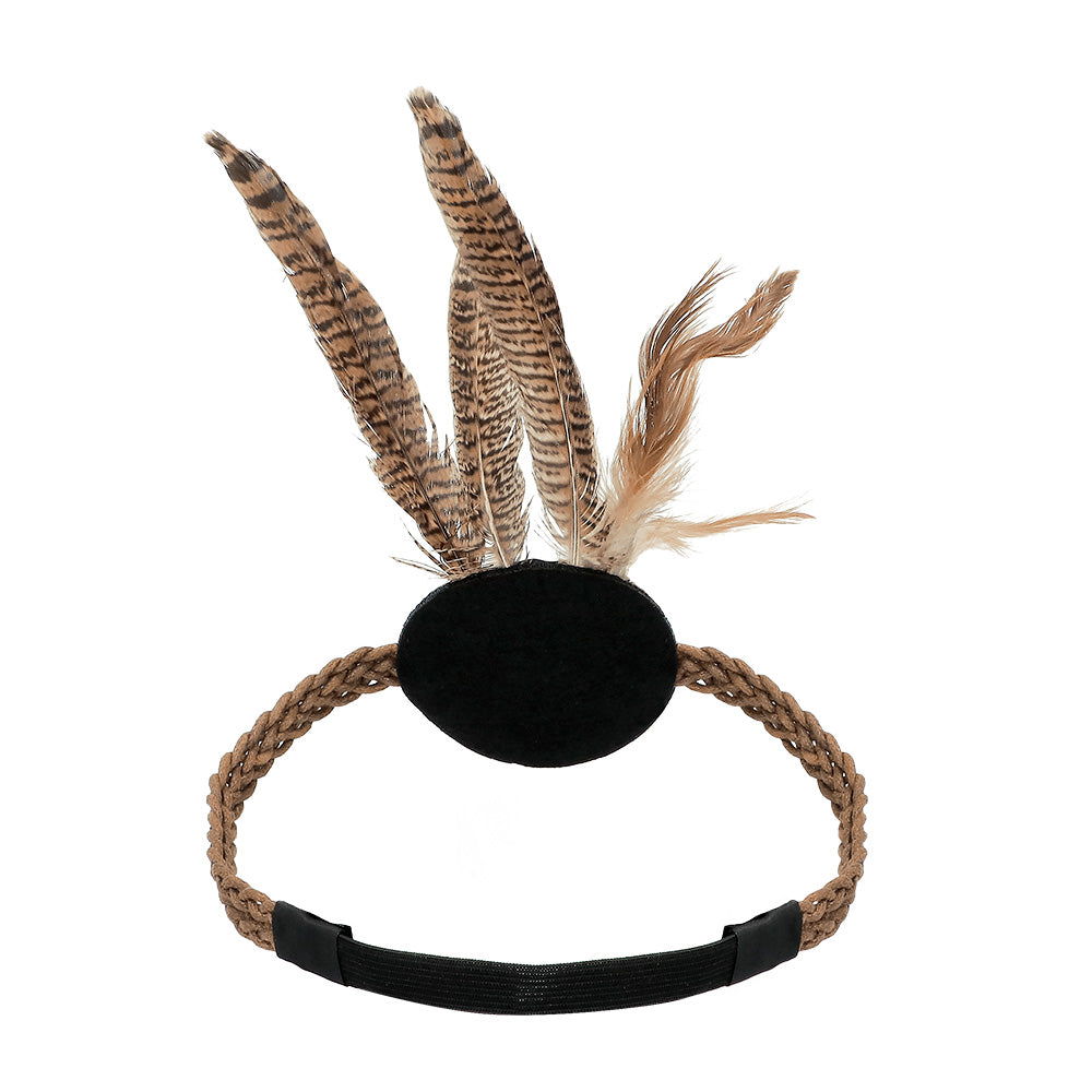 Set Complet Indienne Apache : Bandeau Plumes, Bracelet et Boucles d'Oreilles