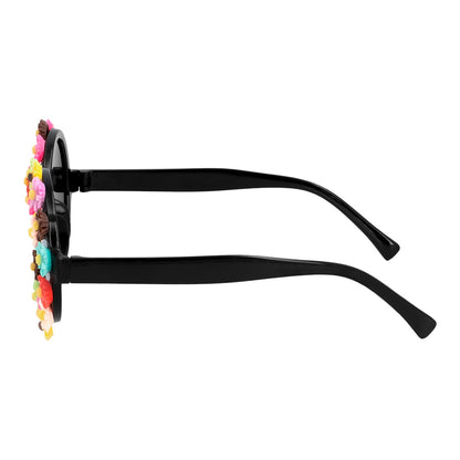 Lunettes Fleurs Colorées Rondes - Accessoire Fête & Déguisement