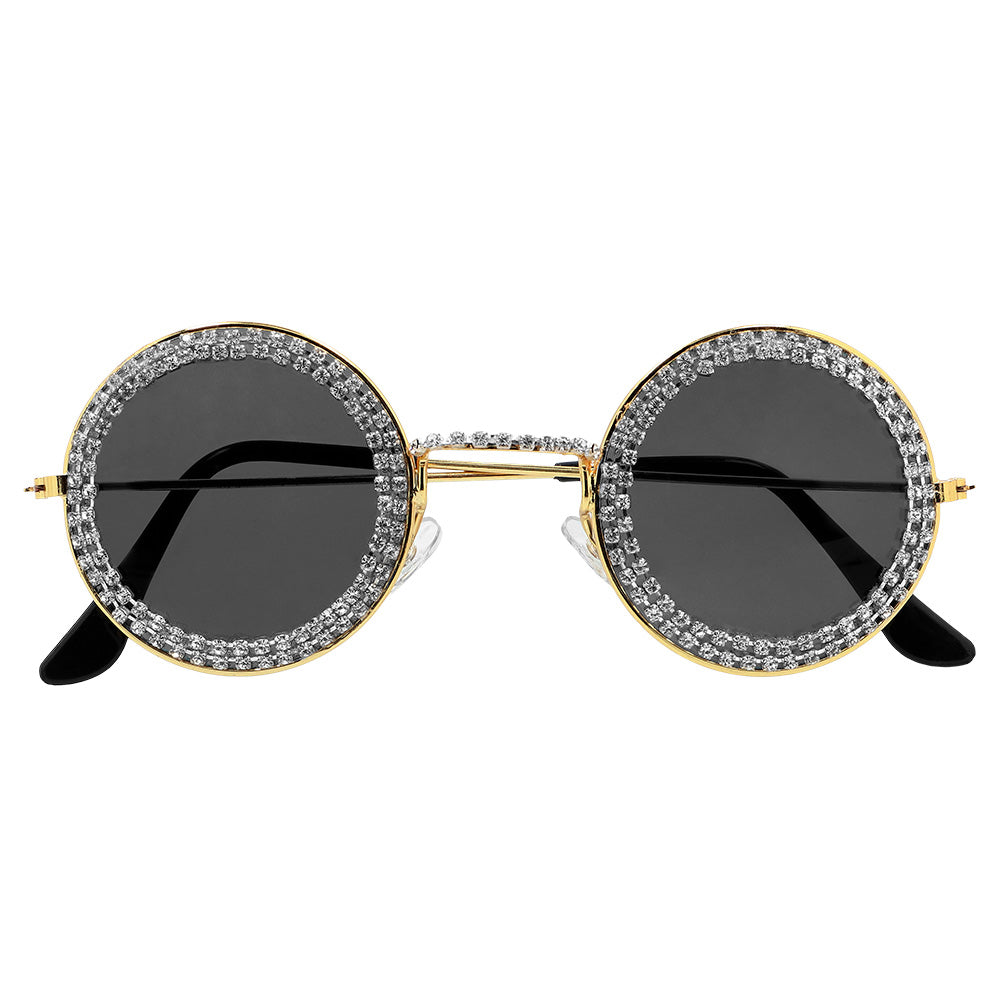 Lunettes Rondes Strass Glamour - Accessoire de Fête Étincelant