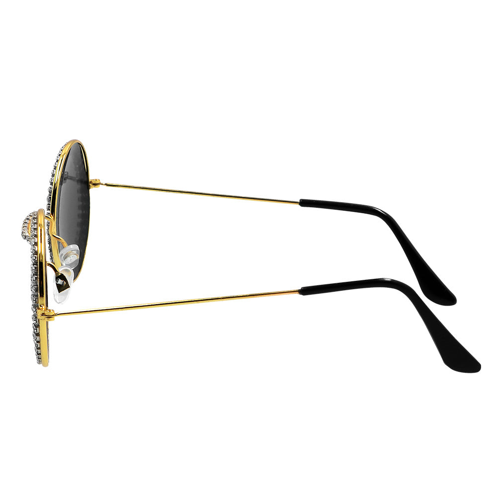 Lunettes Rondes Strass Glamour - Accessoire de Fête Étincelant