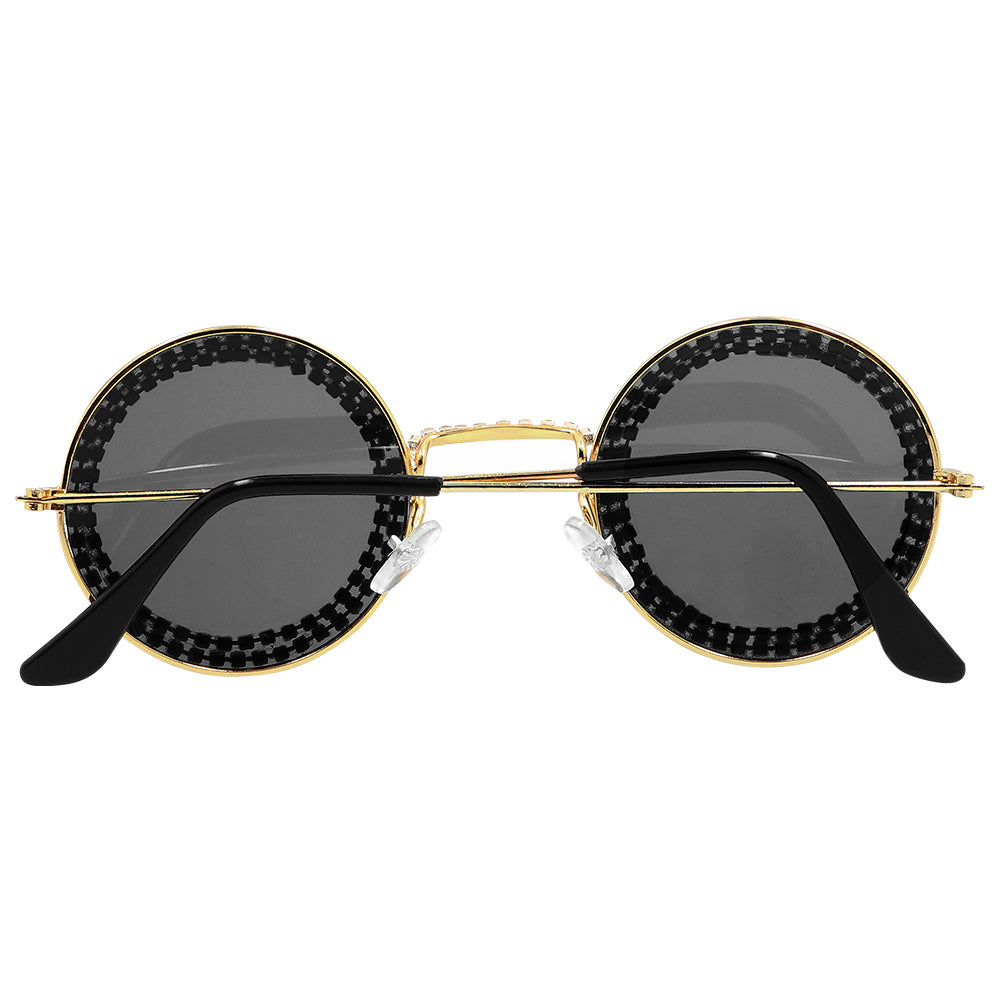 Lunettes Rondes Strass Glamour - Accessoire de Fête Étincelant