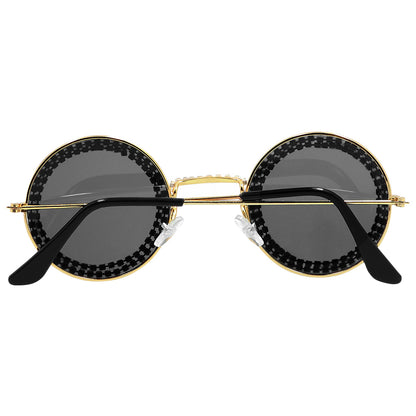 Lunettes Rondes Strass Glamour - Accessoire de Fête Étincelant