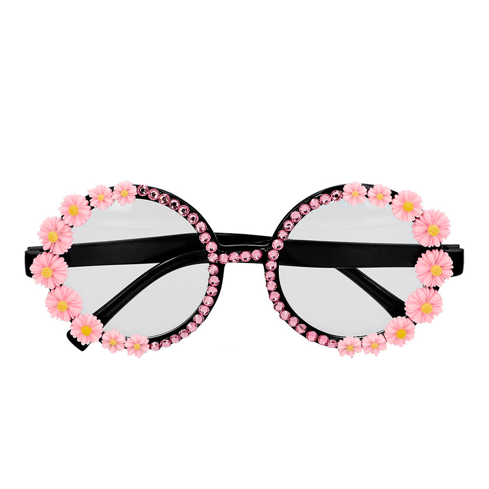 Lunettes Fleurs Roses Strass - Accessoire Fête Déguisement