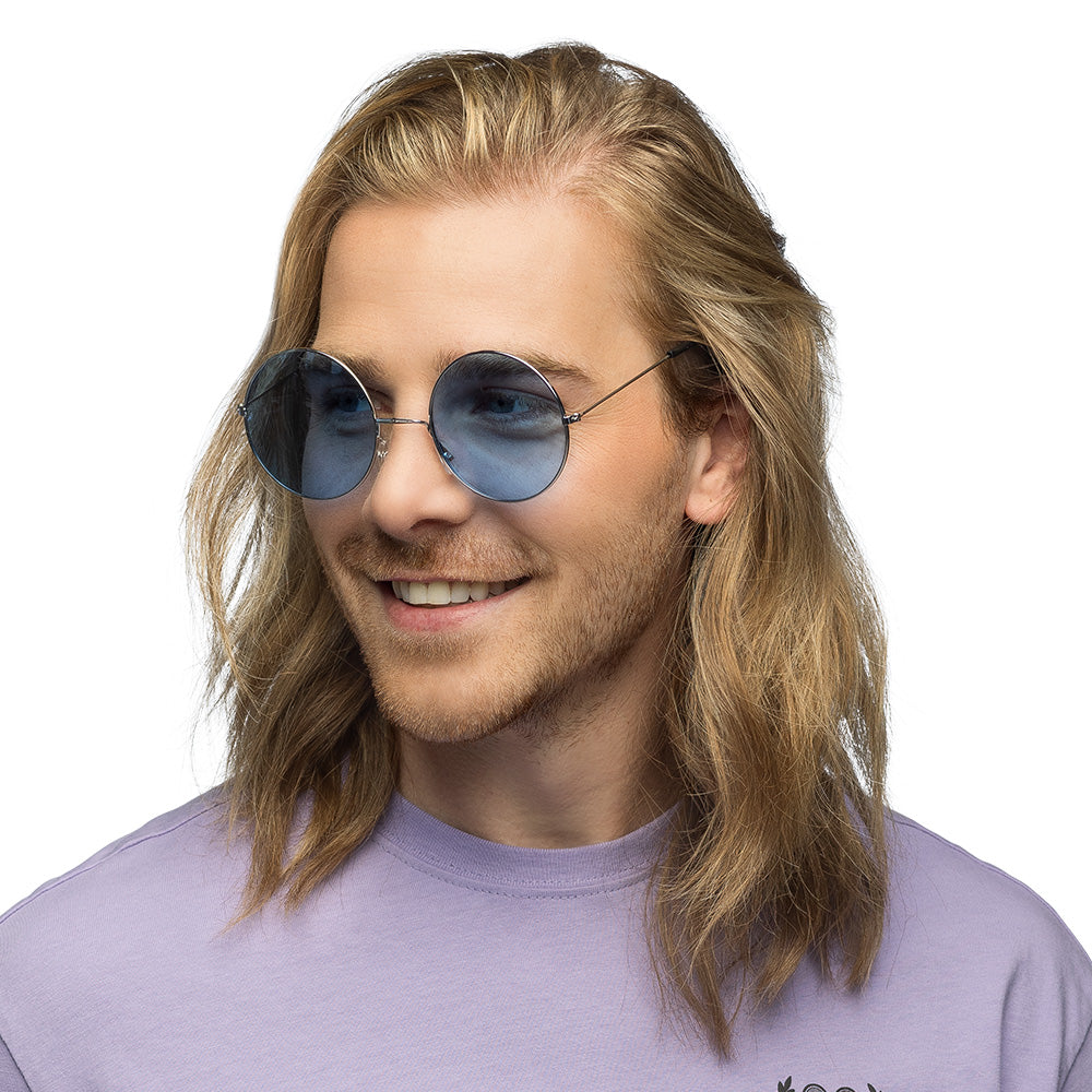 Lunettes Rondes Teintées Bleu Vintage - Accessoire Rétro