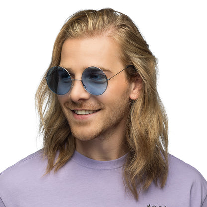 Lunettes Rondes Teintées Bleu Vintage - Accessoire Rétro