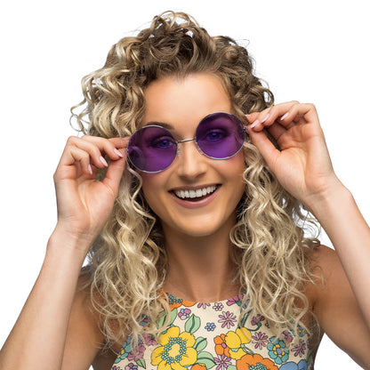 Lunettes Rondes Teintées Violet - Accessoire Fête Années 70