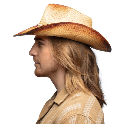Chapeau Cowboy Paille Perles Colorées - Style Western