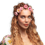 Couronne Fleurs Roses Headband Accessoire Fête Mariage