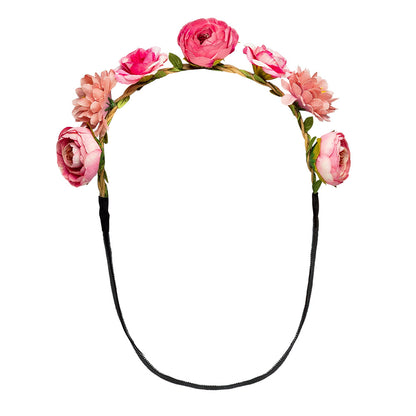 Couronne Fleurs Roses Headband Accessoire Fête Mariage