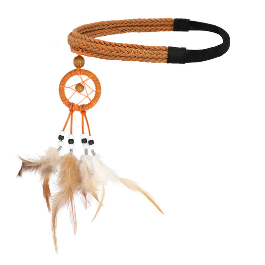 Bandeau Indien Hippie avec Dreamcatcher et Plumes