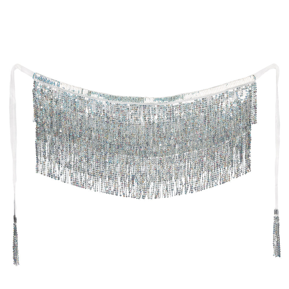 Ceinture à Franges Paillettes Argent - Disco & Cabaret