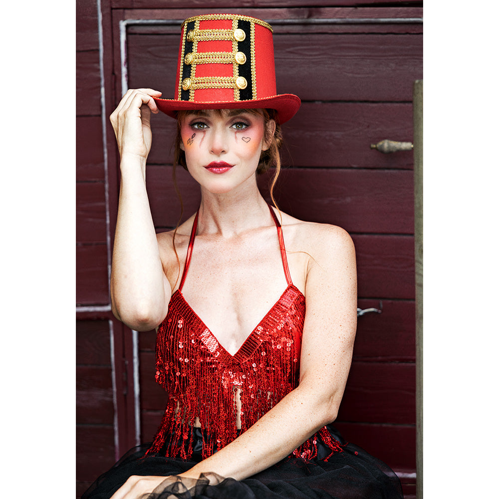 Top Pailleté Rouge Frangé Sexy - Déguisement Cabaret