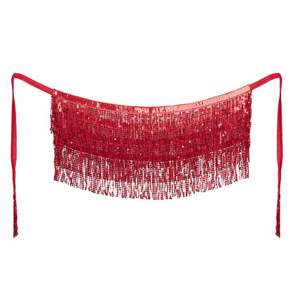 Costume Cabaret Paillettes Franges Rouge et Noir