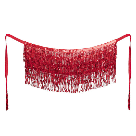 Costume Cabaret Paillettes Franges Rouge et Noir
