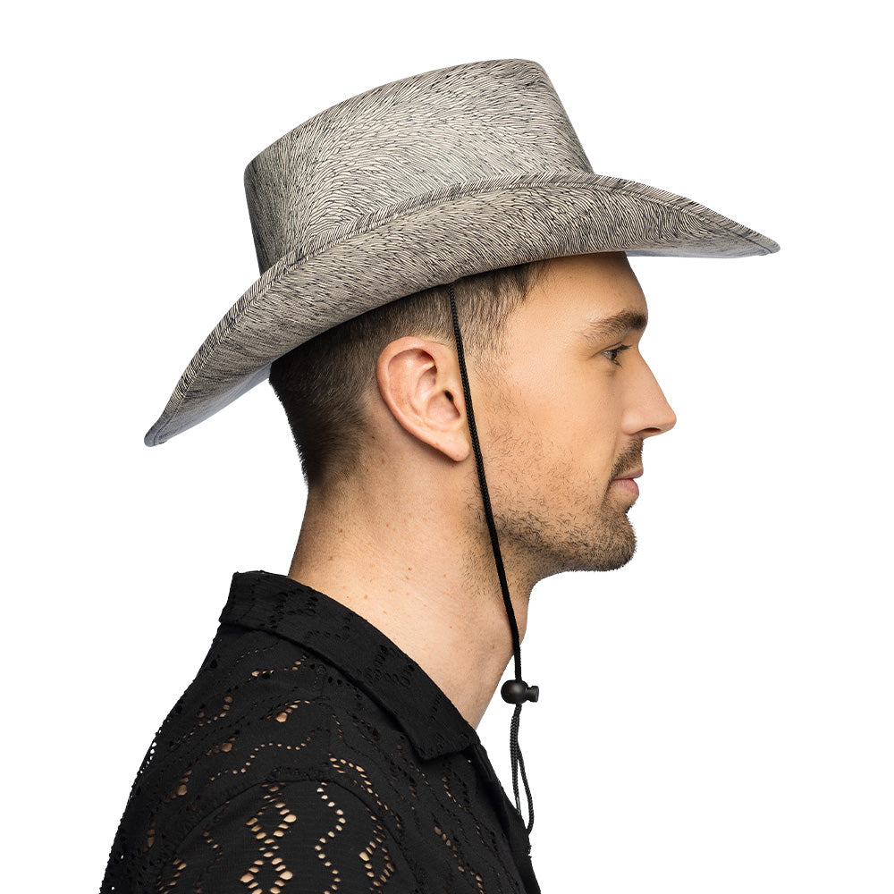 Chapeau Cowboy Gris Turquoise - Accessoire Western Adulte