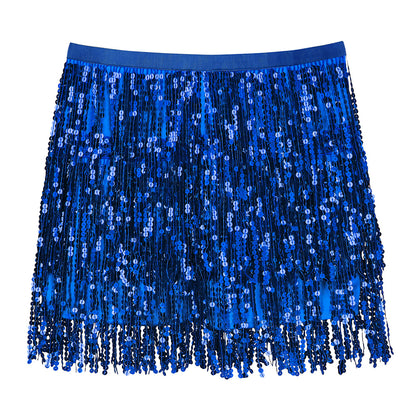 Jupe Sequins Bleu Frangée Adulte Déguisement Danse