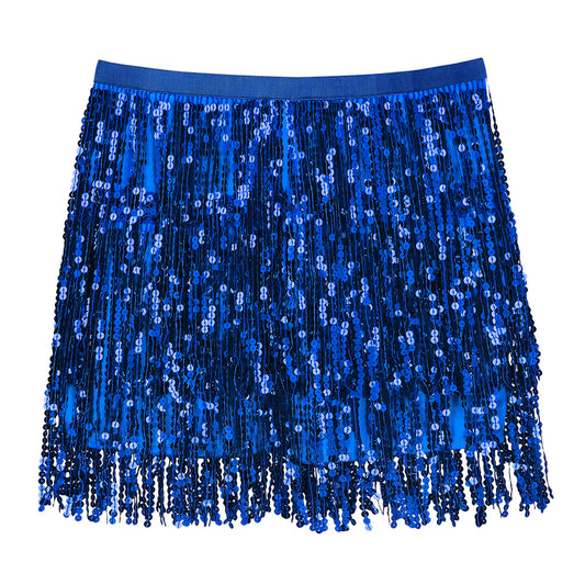 Jupe Sequins Bleu Frangée Adulte Déguisement Danse