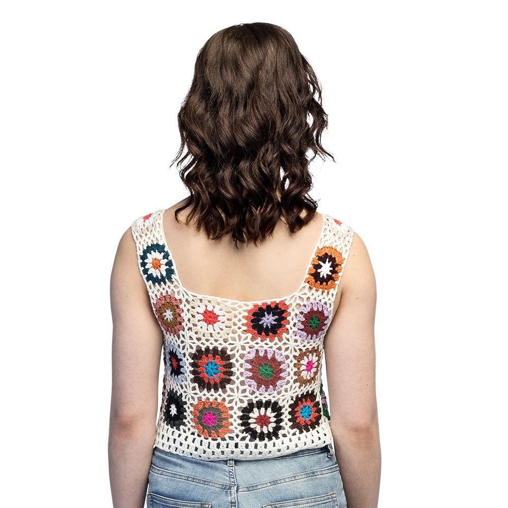 Top Crochet Fleurs Colorées - Style Hippie Rétro Chic