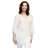 Tunique Blanche Dentelle Col V - Chic et Bohème