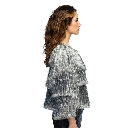Cape à Franges Paillettes Argent - Déguisement Disco Glamour