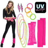 Kit Disco Années 80 Fluo : Colliers, Bracelets & Accessoires