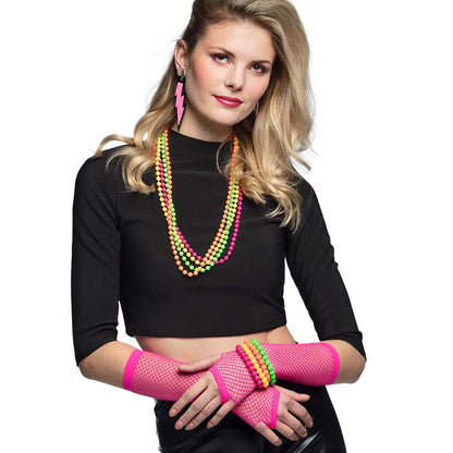 Kit Disco Années 80 Fluo : Colliers, Bracelets & Accessoires