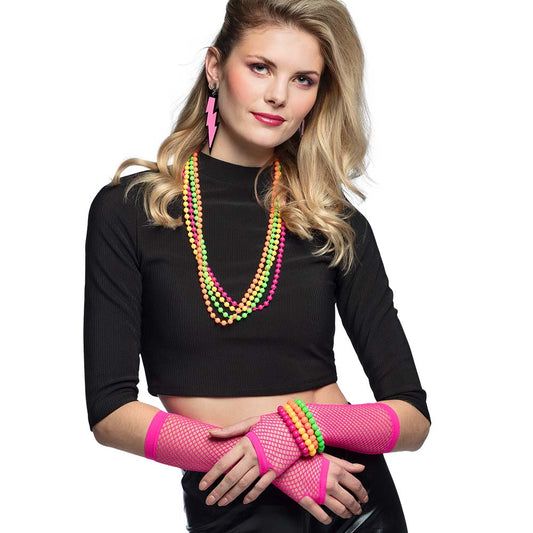 Kit Disco Années 80 Fluo : Colliers, Bracelets & Accessoires