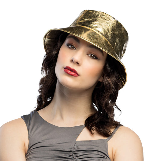 Chapeau Bucket Doré Métallisé - Accessoire Disco Party