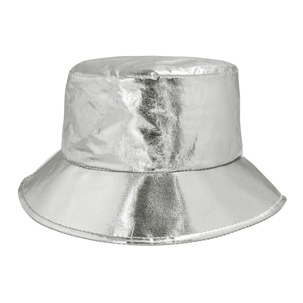 Chapeau Bucket Argenté Métallisé - Accessoire de Fête Brillant