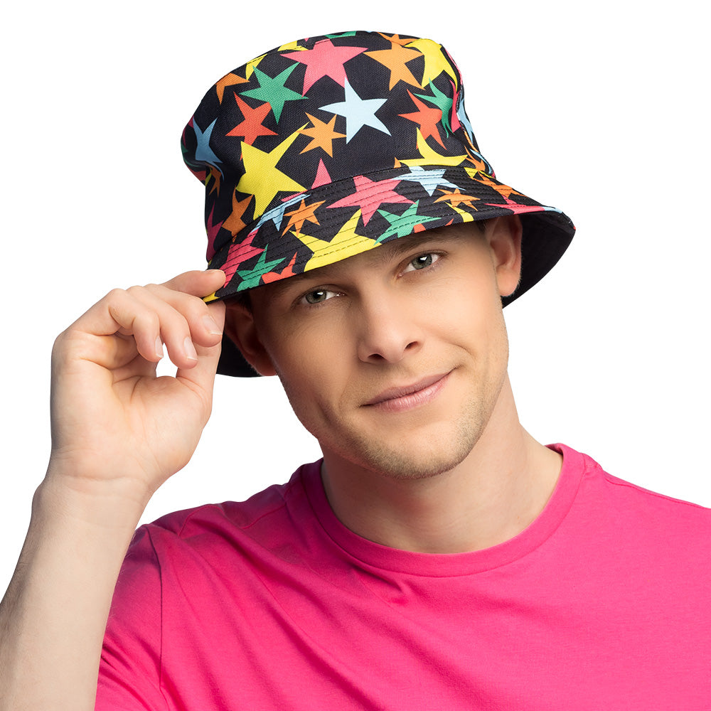 Chapeau Bucket Étoiles Multicolores - Accessoire Fête Tendance