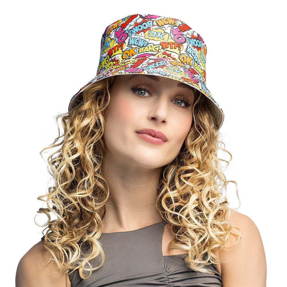 Chapeau Bucket Motifs Comics Colorés - Accessoire Déguisement Fête