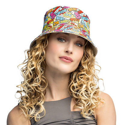 Chapeau Bucket Motifs Comics Colorés - Accessoire Déguisement Fête