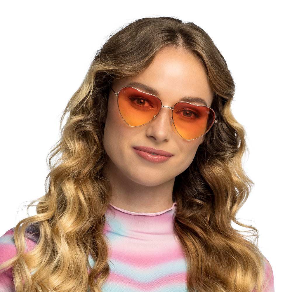 Lunettes de Soleil Cœur Dégradé Orange Rose Tendance